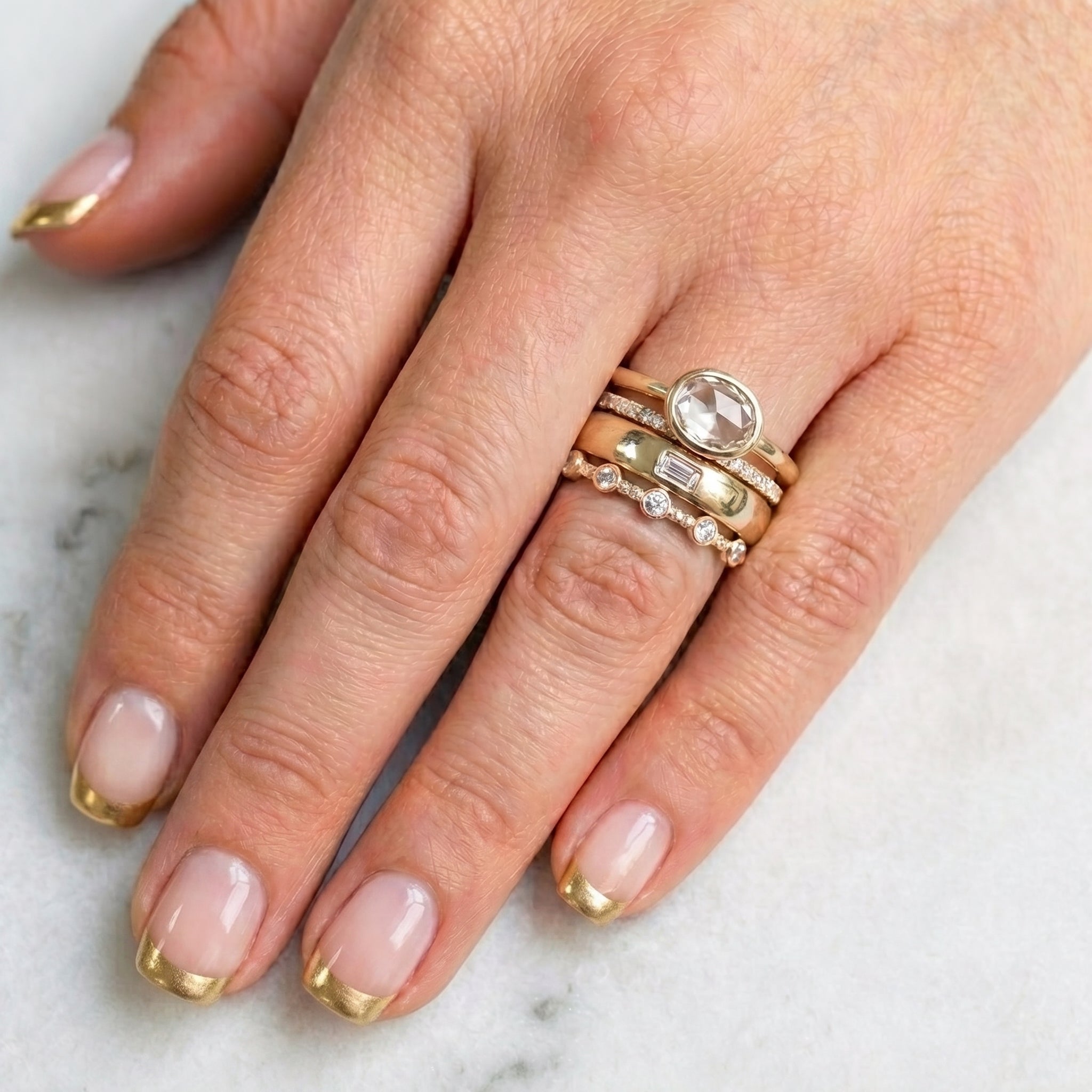 Loli - Pack de anillos vintage de oro y circonitas