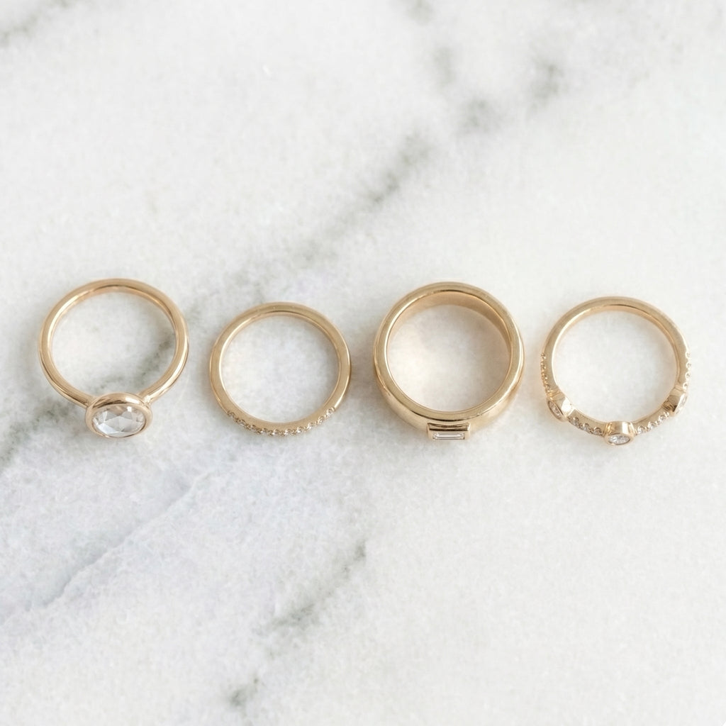 Loli - Pack de anillos vintage de oro y circonitas