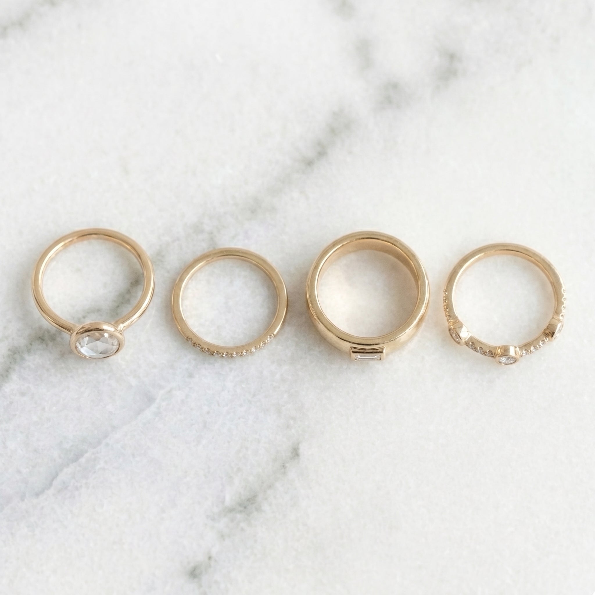 Loli - Pack de anillos vintage de oro y circonitas