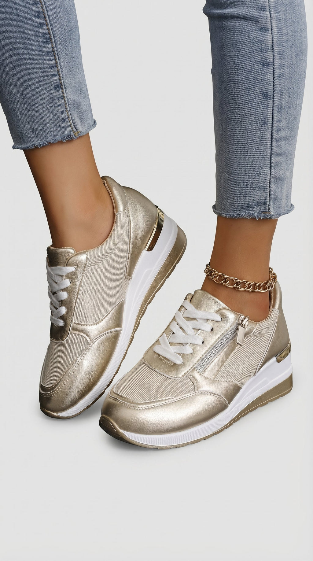 Zapatillas ortopédicas nuevas para mujer con cordones y cremallera lateral
