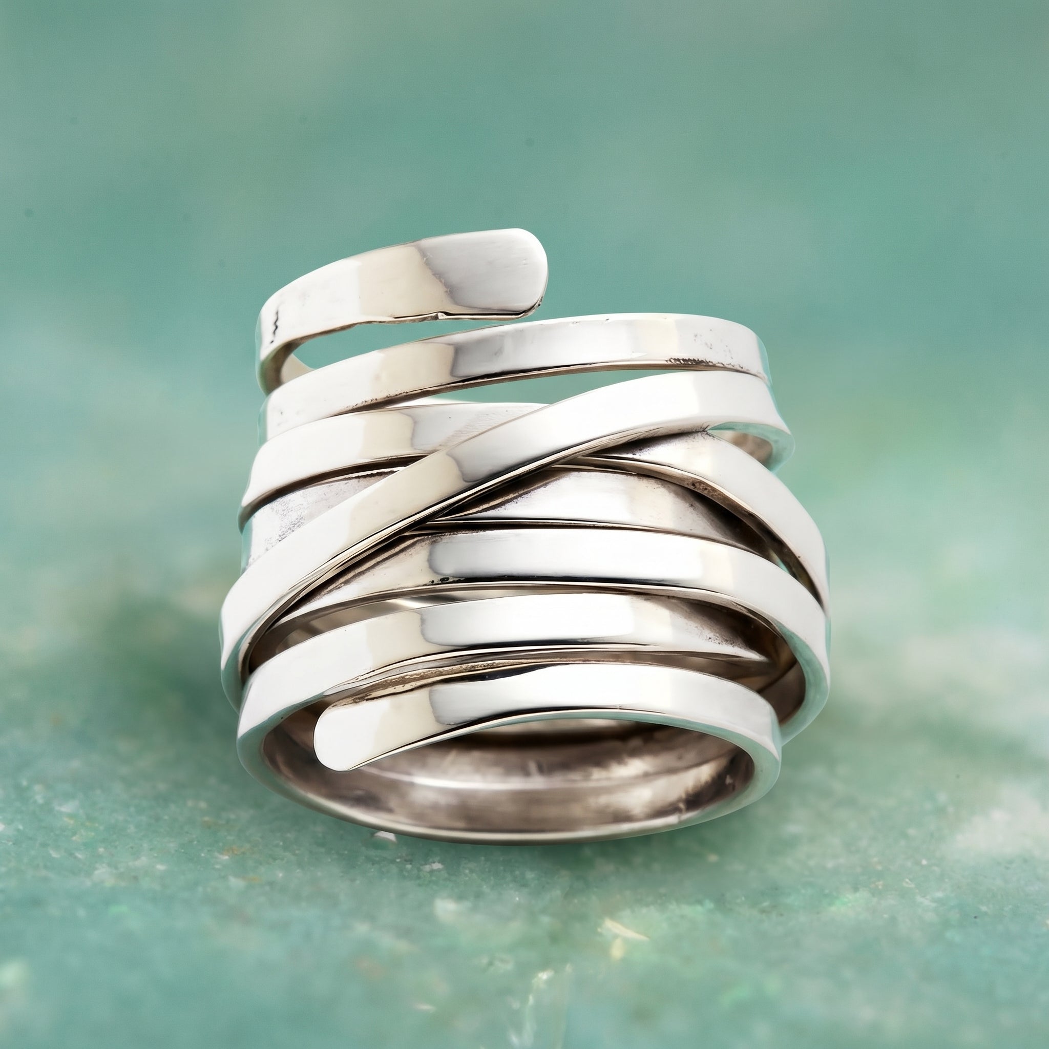 Bea - Anillo plateado vintage de capa gruesa