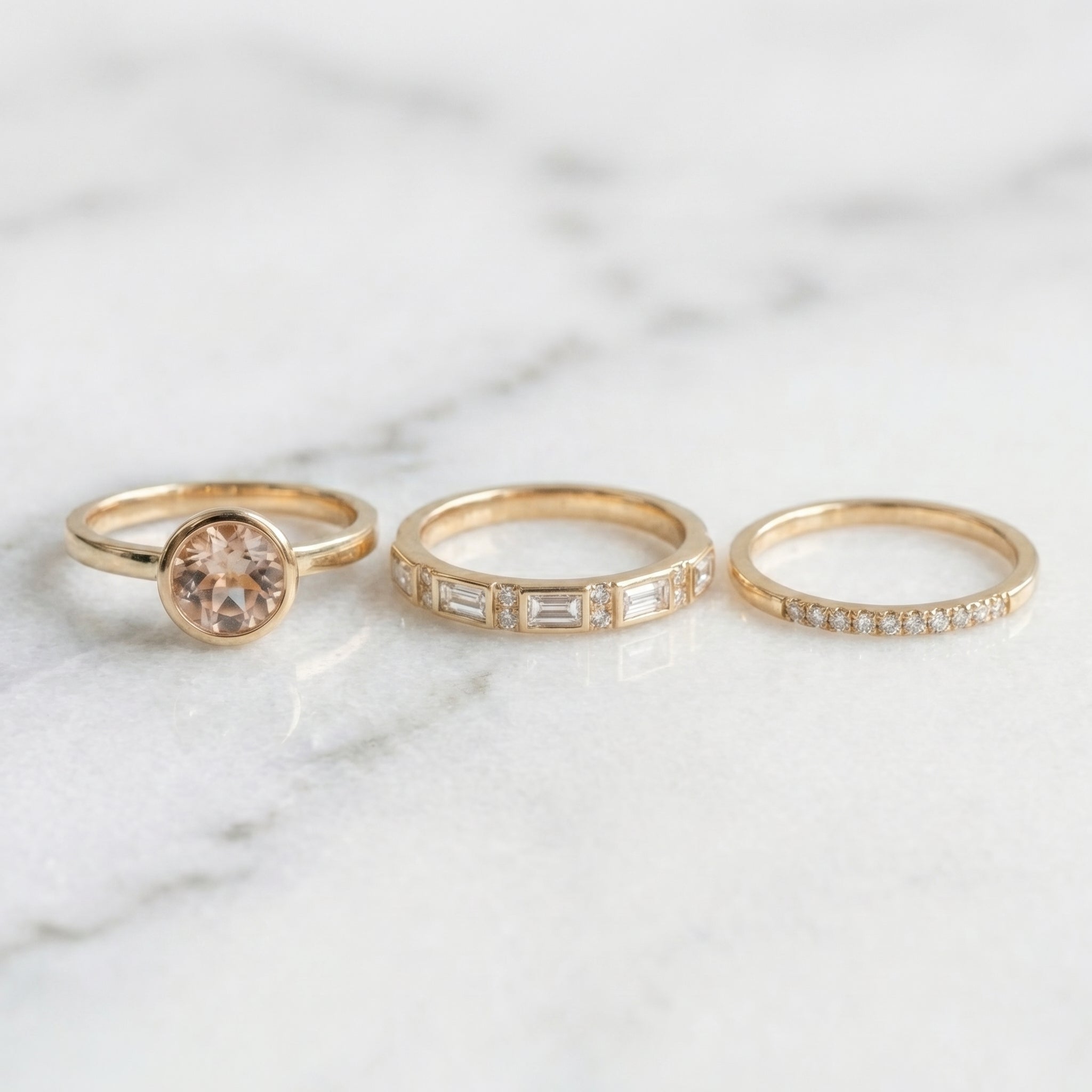 Esperanza - Pack de anillos de oro con incrustaciones de brillantes