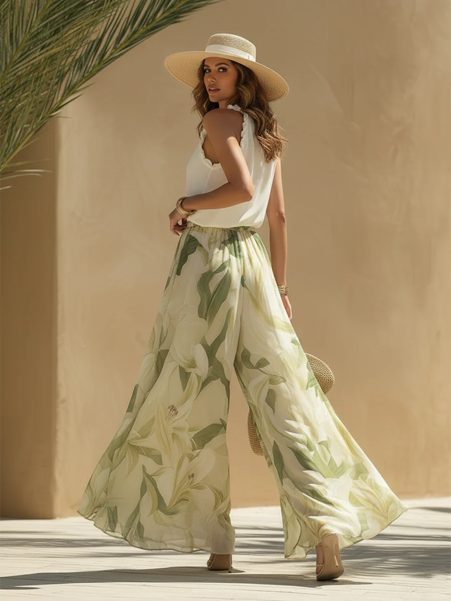 Alejandra | Conjunto fluido con estampado de lirios muy elegante